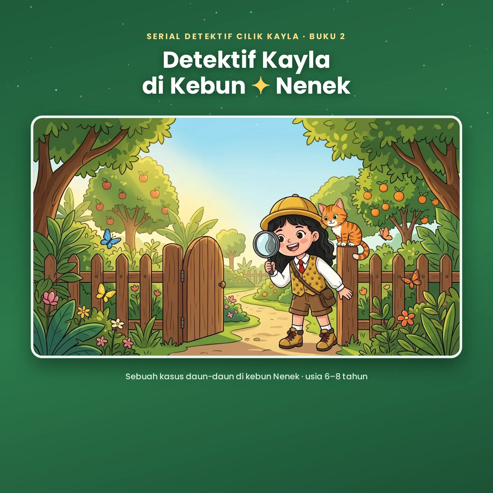 Sampul buku "Detektif Kayla di Kebun Nenek" — buku karya Kayla