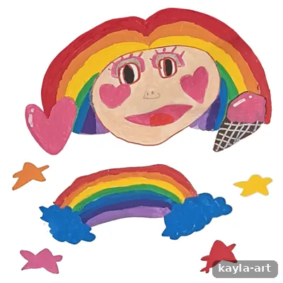 Lukisan "Girl and Rainbow" karya Kayla