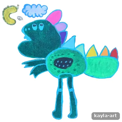 Lukisan "Woolly Dino" karya Kayla